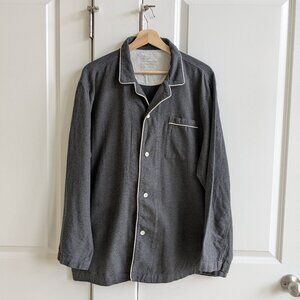 NWOT Muji Flannel Pajama Top L/XL Gray Side Seamless Sleep Shirt Soft Cotton